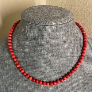 Dyed Bamboo Coral Bead Necklace | 925 Sterling Silver Clasp | 18” + Extender